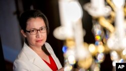 Taiwan's chief U.S. envoy Bi-khim Hsiao poses for a photo following an interview with The Associated Press at the Taipei Economic and Cultural Representative Office in Washington, Jan. 20, 2023. 