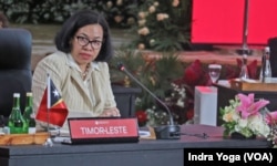 Menlu Timor Leste Adaljiza Albertina Xavier Reis Magno hadiri pembukaan 32nd ASEAN Coordinating Council Meeting,Jumat (3/2).(VOA/Indra Yoga)