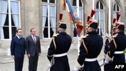French Armies Minister Sebastien Lecornu (L) greets the German Minister of Defense Boris Pistorius as part of the celebration of the 60th anniversary of the signing of the Elysee Treaty, in Paris, Jan. 22, 2023.
