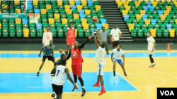 The Kigali-based club team Rwanda Energy Group (REG), shown at practice, will make its debut in the BAL’s 2022 season. (VOA)