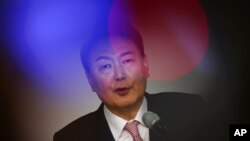 South Korea's president-elect Yoon Suk-yeol speaks during a news conference at the National Assembly in Seoul, South Korea, March 10, 2022.