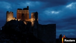The castle of Rocca Calascio sits high in the central mountains of Italy, February 25, 2022. (REUTERS/Antonio Denti)