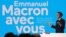 French President Emmanuel Macron, candidate for reelection in the 2022 French presidential vote, speaks during a news conference to unveil his agenda, at Les Docks de Paris, in Aubervilliers, near Paris, France, March 17, 2022. 