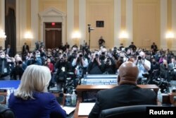 Rep. Liz Cheney, left, and Committee Chairman Bennie Thompson at the start of the 10th hearing held by the Select Committee to Investigate the January 6th Attack on the U.S. Capitol, in Washington, D.C., Dec. 19, 2022.