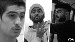 سامان یاسین (راست)، توماج صالحی، محمد بروغنی