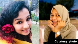 Hana Khan, pilot pesawat komersial asal New Delhi, dan Noor Mahvish, aktivis dan pengacara muslim yang berbasis di Kolkata, menjadi bagian dari perempuan muslim yang dipajang di aplikasi Sulli Deals di India. (Foto: Dokumen pribadi)