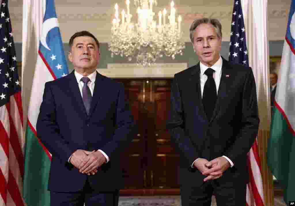 AQSh Davlat kotibi Entoni Blinken va O&#39;zbekiston Tashqi ishlar vaziri Vladimir Norov, Vashington, 12-dekabr, 2022