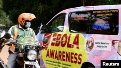 FILE - An Ebola Awareness van drives along Kyadondo Road in Kampala, Oct. 27, 2022. Uganda has confirmed an outbreak of Ebola virus disease in the capital Kampala, with the first confirmed patient dying from the disease on Jan. 29, 2025.