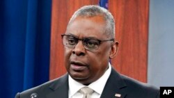 FILE - Defense Secretary Lloyd Austin speaks during a briefing at the Pentagon in Washington, Nov. 16, 2022.