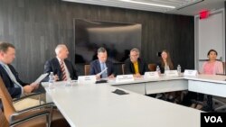 美台商业协会与2049项目研究所2022年6月8日发布媒体半导体供应链伙伴关系初步报告 （美国之音锺辰芳拍摄）