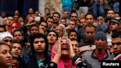 민주화 혁명 4주년을 맞아 반정부 구호를 외치는 이집트 시위자들 