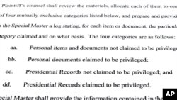 A page from the order by U.S. District Judge Aileen Cannon naming Raymond Dearie as special master to review records seized during the FBI search of former President Donald Trump's Mar-a-Lago estate is pictured Sept. 15, 2022.