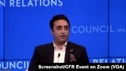 پاکستان کے وزیر خارجہ بلاول بھٹو زرداری کونسل آن فارن ریلیشنز کے زیر اہتمام سیمینار میں گفتگو کر رہے ہیں۔