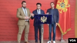 Premijer u tehničkom manadatu i predsjednik Građanskog pokreta URA Dritan Abazović na konferenciji za novinare u Podgorici, 14. septembra 2022.