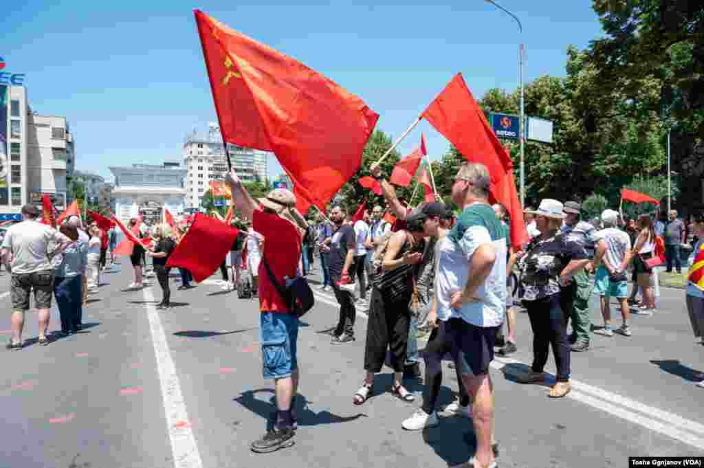 Protest in Skopje opposing the French proposal for EU membership negotiations, Skopje, Saturday 07/16, North Macedonia