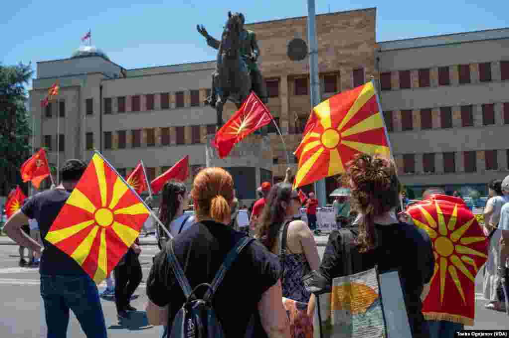 Protest in Skopje opposing the French proposal for EU membership negotiations, Skopje, Saturday 07/16, North Macedonia