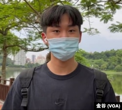 位于台北的学生陈柏颖(美国之音记者金谷摄)