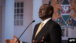 Kenya's deputy president and presidential candidate William Ruto makes his case for being president as the sole participant in the debate on July 26, 2022.