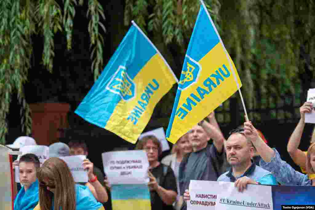 Protest of Ukrainians in Skopje, North Macedonia, against Russian invasion over Ukraine