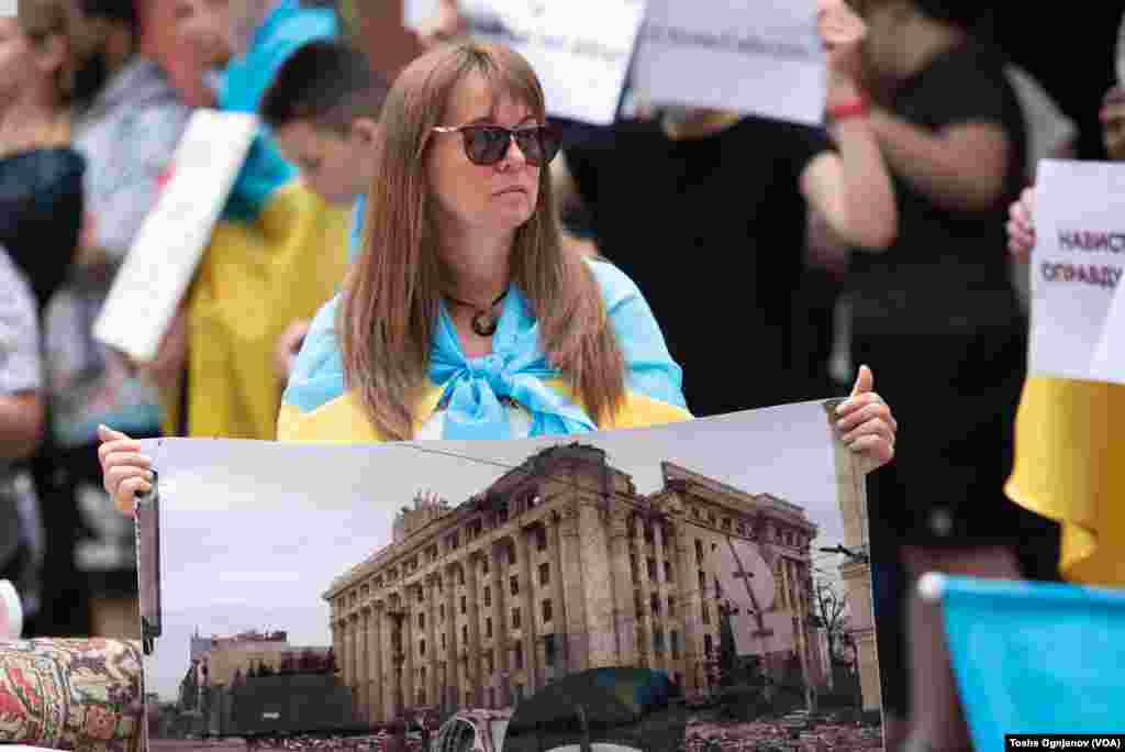 Protest of Ukrainians in Skopje, North Macedonia, against Russian invasion over Ukraine