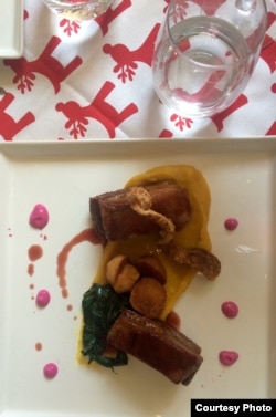 One of James Diack's culinary concoctions using meat from his boars. (Credit: James Diack)