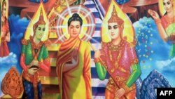 Lukisan Buddha di Democracy Park, Phnom Penh, Kamboja. (Foto: Dok)