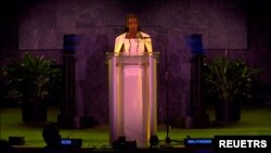 Screen capture of Amanda Gorman recites a poem during an event, "SDG Moment" at United Nation headquarters, Sept 19, 2022.