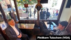 Thailand's Deputy Prime Minister and Minister of Foreign Affairs, Don Pramudwinai talks with ‘VOA Thai’ the Little Thailand Way, a center of Thai communities in Elmhurst, Queens, New York. Sept 24, 2022.