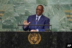 Predsjednik Senegala Macky Sall obraća se na 77. zasjedanju Generalne skupštine u sedištu Ujedinjenih nacija, 20. septembra 2022.