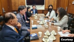 하태경 의원 등 한국 국회의원 4명이 14일 국무부 청사에서 우즈라 제야 국무부 민간안보·민주주의·인권 담당 차관 등 관리들을 만나 북한 인권 개선 방안에 관해 논의했다. 사진 = 하태경 의원실 제공.