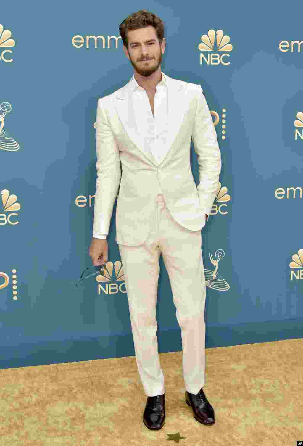 Andrew Garfield arrives at the 74th Primetime Emmy Awards at the Microsoft Theater in Los Angeles, Sept. 12, 2022.