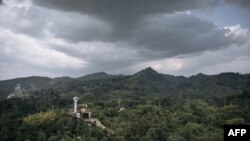 Une vue du parc national des Virunga à Matebe dans le territoire de Rutshuru, au nord de Goma dans l'est de la République démocratique du Congo, le 1er avril 2022. (Photo ALEXIS HUGUET / AFP)