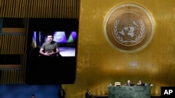 უკრაინის პრეზიდენტი ვოლოდიმირ ზელენსკი გაეროს გენერალურ ასამბლეას მიმართავს, 21 სექტემბერი, 2022 წელი