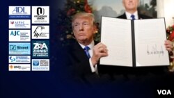 A collage of the logos of the major American Jewish religious and advocacy groups surveyed by VOA for their reactions to President Trump's Dec. 6, 2017, declaration of U.S. recognition of Jerusalem as the capital of Israel.