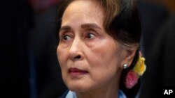 FILE - Aung San Suu Kyi in The Hague, Netherlands, Dec. 11, 2019. A court in military-ruled Myanmar convicted ousted leader Aung San Suu Kyi on two corruption charges Wednesday, according to people familiar with the matter. 
