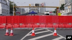 中国广东省广州市海珠区因疫情被封控。（2022年11月11日）