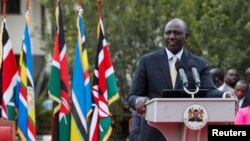 Rais mteule wa Kenya William Ruto akiongea baada ya Mahakama ya Juu kuhalalisha ushindi wake katika uchaguzi wa urais 2022, akiwa Nairobi, Sept. 5, 2022.