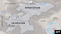 Map of Kyrgyzstan and Tajikistan