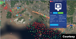 중국 저우산 항에 대북제재 유조선 '례성강 1'호가 대기 중인 모습. 인근엔 유류 탱크 100여개가 밀집한 지역이 보인다. 사진=MarineTraffic.