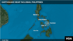 Peta pusat gempa bumi di Filipina