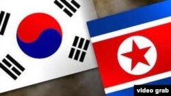 ទង់​ជាតិ​​​​របស់​ប្រទេស​​​កូរ៉េ​ខាងត្បូង​(ឆ្វេង) និង​ទង់ជាតិ​​របស់​​ប្រទេស​កូរ៉េ​ខាង​ជើង​(ស្តាំ)។​