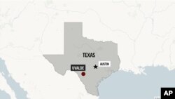 A map showing the location of Uvalde, Texas.