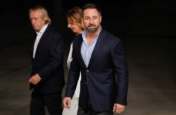 Leader of VOX party, Santiago Abascal, arrives at a televised debate ahead of general elections in Madrid, Spain, Nov. 4, 2019.