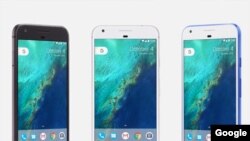Google's new Pixel phones have an aluminum body and glass case, sold in three colors – Quite Black, Very Silver and Really Blue. (Google)