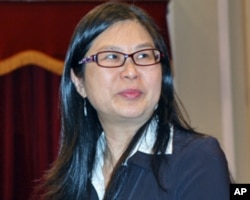 台湾陆委会主任委员赖幸媛在记者会上