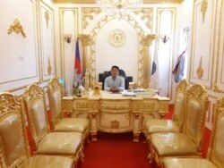 Sok Sovann Vathana Sabung, president of the Khmer Rise Party, speaks to VOA Khmer at his office in Phnom Penh, Cambodia, April 02, 2020. (Aun Chhengpor/VOA Khmer)
