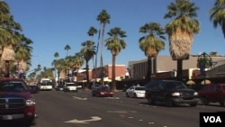 Palm-lined streets in Palm Springs