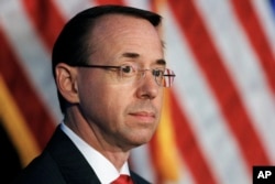 Deputy Attorney General Rod Rosenstein listens during the Justice Department's National Summit on Crime Reduction and Public Safety, in Bethesda, Md, June 20, 2017.