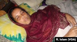 Opposition BNP activist Marina Begum is lying at her home at Sirajganj, Bangladesh, blinded by pellets reportedly fired by police.