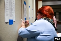 Arlington County Democrats volunteer. (Photo: J. Oni / VOA)